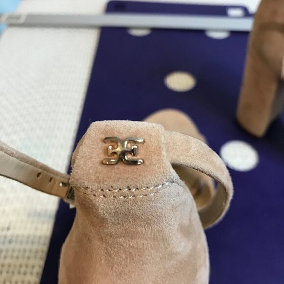 SAM EDELMAN YANCY BLOCK HEELS OATMEAL SUEDE SIZE 11 NEW - Picture 6 of 8